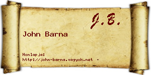 John Barna névjegykártya